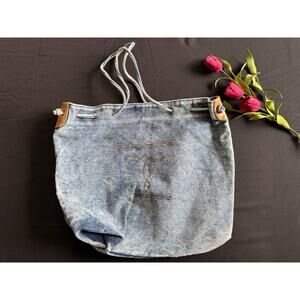 Vintage Mitzi Acid Wash Drawstring Bag Western Retro